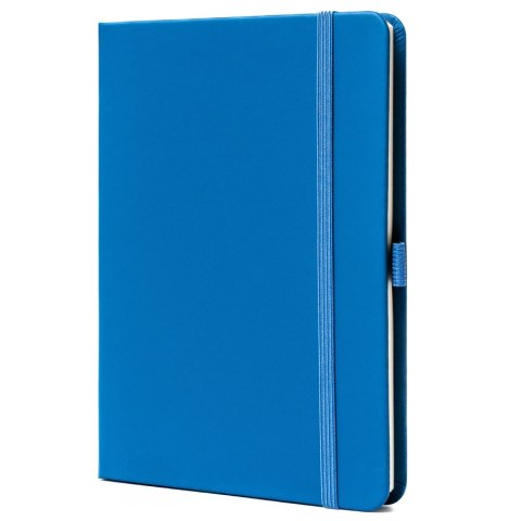 Niebieski notes w formacie B6 zadrukowany w linie, wyposażony w pętelkę na długopis - Peterson