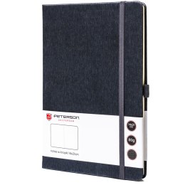 Notes w formacie A5 w szarym kolorze, wyposażony w gumkę zamykającą - Peterson