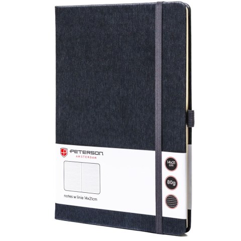 Notes w formacie A5 w szarym kolorze zadrukowany w linie - Peterson