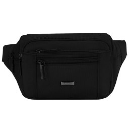 Saszetka męska w czarnym kolorze zamykana suwakiem, jednokomorowa - Peterson