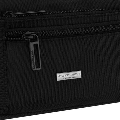 Saszetka męska w czarnym kolorze zamykana suwakiem, jednokomorowa - Peterson