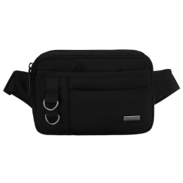 Sportowa saszetka w czarnym kolorze zamykana suwakiem, dwukomorowa - Peterson