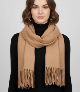 Elegancki szalik z frędzlami jednokolorowy (Brązowy)