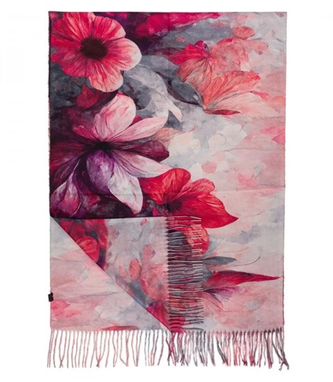 Kwadratowa chusta szal damski z frędzlami (Wielokolorowy || Czerwony)