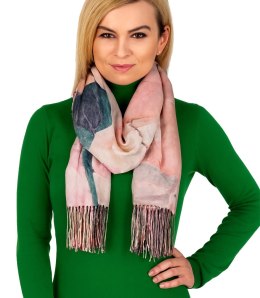 Kwadratowa chusta szal damski z frędzlami (Wielokolorowy || Różowy)