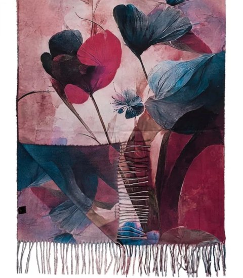 Kwadratowa chusta szal damski z frędzlami (Wielokolorowy)