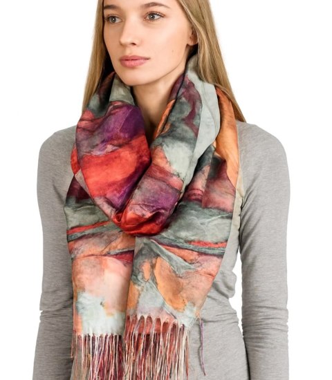 Kwadratowa chusta szal damski z frędzlami (Wielokolorowy)