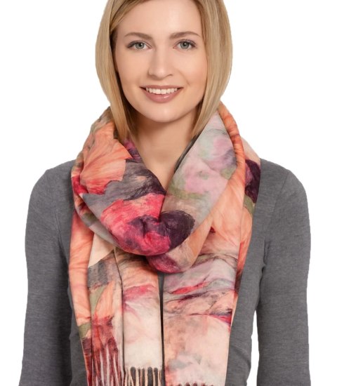 Kwadratowa chusta szal damski z frędzlami (Wielokolorowy)