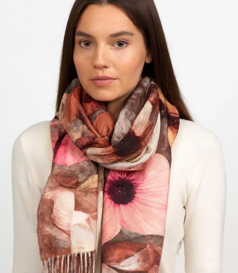 Kwadratowa chusta szal damski z frędzlami (Wielokolorowy)