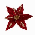 Kwiat na choinkę BOŻE NARODZENIE XXL 26 cm brokat i cekiny, bordowy WOZ47