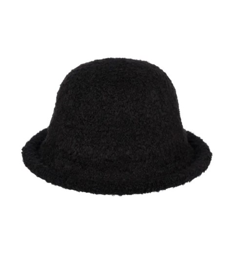 Kapelusz damski z miękkiej tkaniny teddy (Czarny)