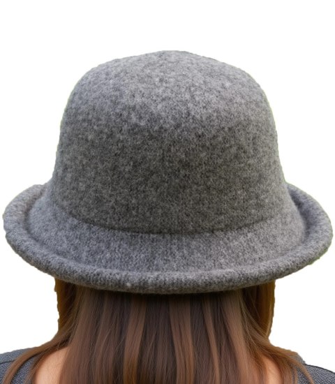 Kapelusz damski z miękkiej tkaniny teddy (Szary)