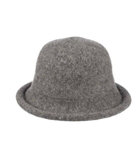 Kapelusz damski z miękkiej tkaniny teddy (Szary)