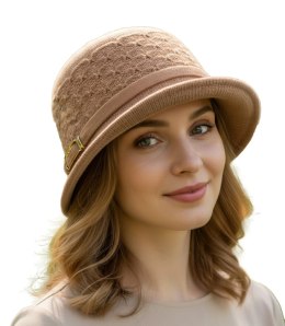 Kapelusz damski z ozdobnym paskiem i klamrą (Brązowy)