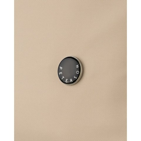 Beżowa torebka damska z poliestru i skóry ekologicznej wyposażona w kieszonkę zewnętrzną - Peterson