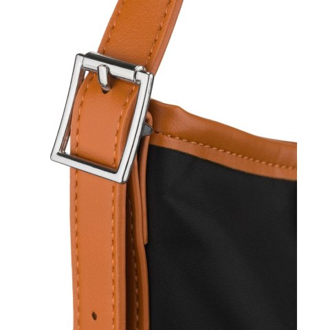 Czarna torebka damska z poliestru i skóry ekologicznej, jednokomorowa - Peterson