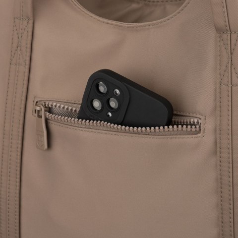 Shopperka damska z poliestru w beżowym kolorze, jednokomorowa i zamykana suwakiem - Peterson