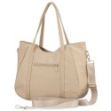 Shopperka damska z poliestru w jasnobeżowym kolorze zamykana suwakiem - Peterson