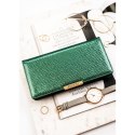 Portfel damski ze skóry ekologicznej w zielonym kolorze, wyposażony w system RFID - Rovicky