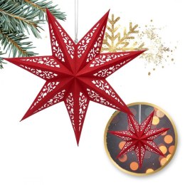 DUŻA GWIAZDA PAPIEROWA ŚWIĄTECZNA AŻUROWA welurowa bordowa 60 cm WITRAŻ 3D WG20