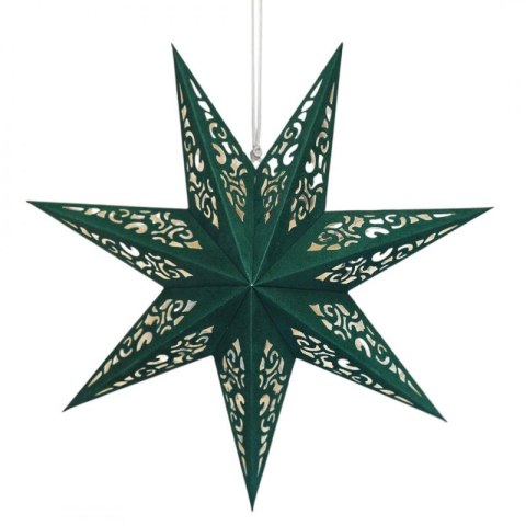 DUŻA GWIAZDA PAPIEROWA ŚWIĄTECZNA AŻUROWA welurowa zielona 45 cm WITRAŻ 3D WG10