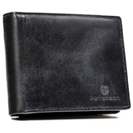 Duży portfel męski ze skóry naturalnej w czarnym kolorze wyposażony w system RFID - Peterson