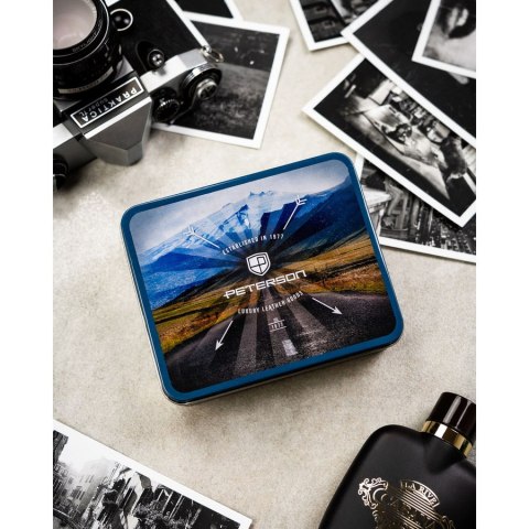 Duży portfel męski ze skóry naturalnej w czarnym kolorze wyposażony w system RFID - Peterson