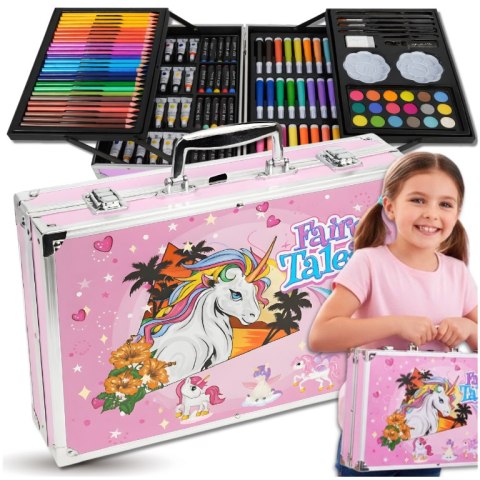 ZESTAW DO MALOWANIA DLA DZIECI ARTYSTYCZNY PLASTYCZNY WALIZKA 145el jednorożec