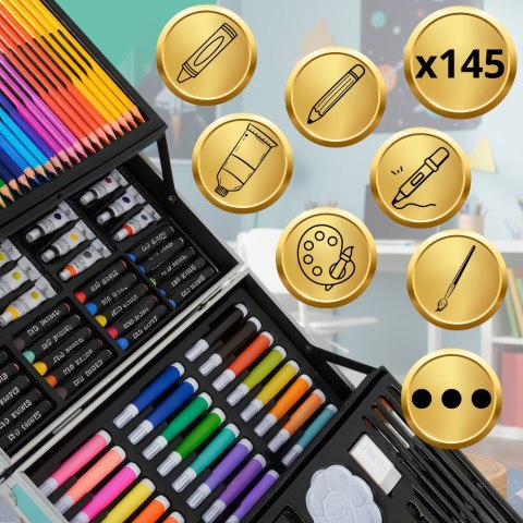 ZESTAW DO MALOWANIA DLA DZIECI ARTYSTYCZNY PLASTYCZNY WALIZKA 145el kosmos